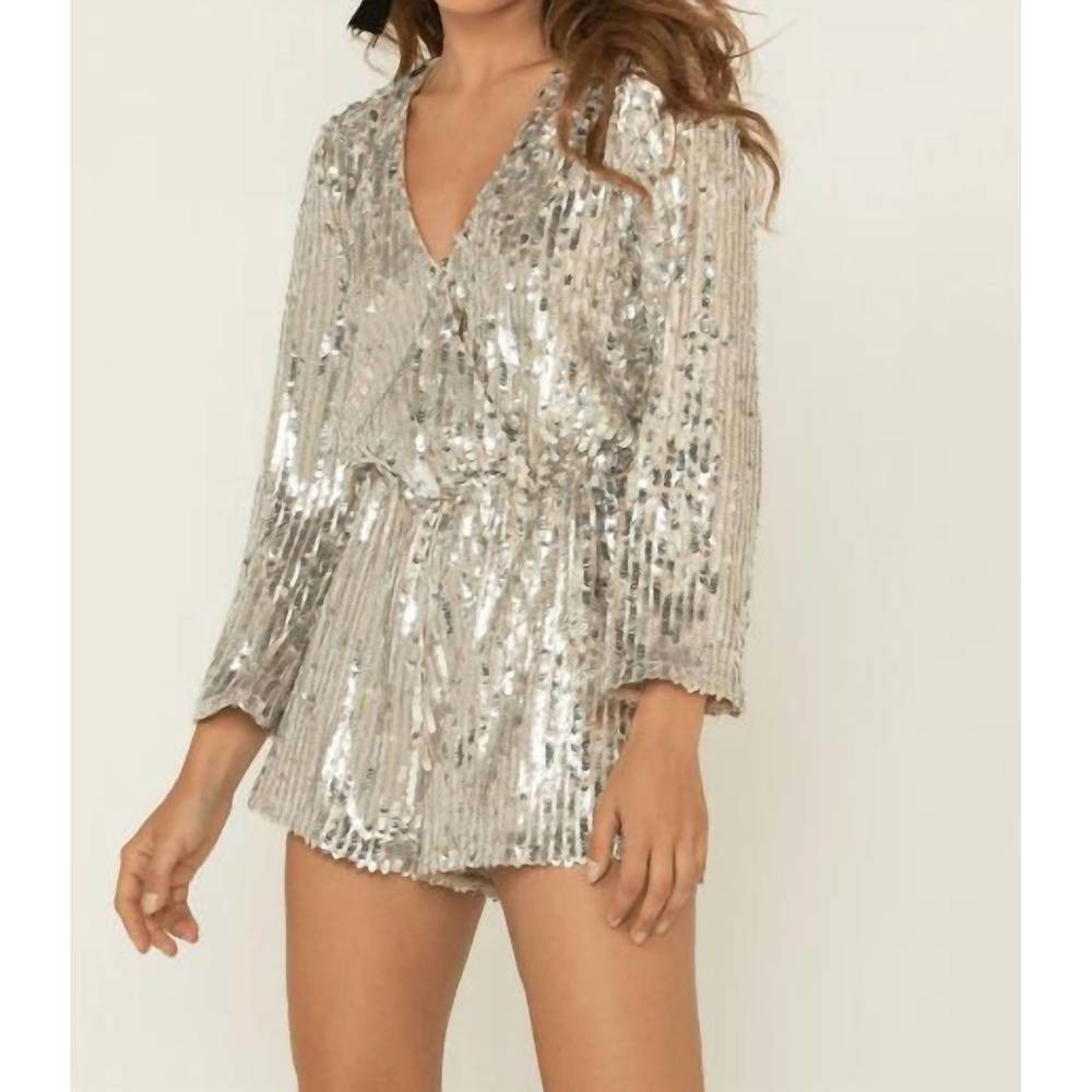BY TOGETHER penny sequin romper in silver